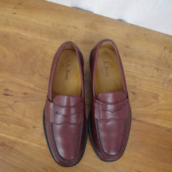 Men's LL Bean Cordovan Colored Leather Penny Loafers Size 10.5D - Picture 8 of 10